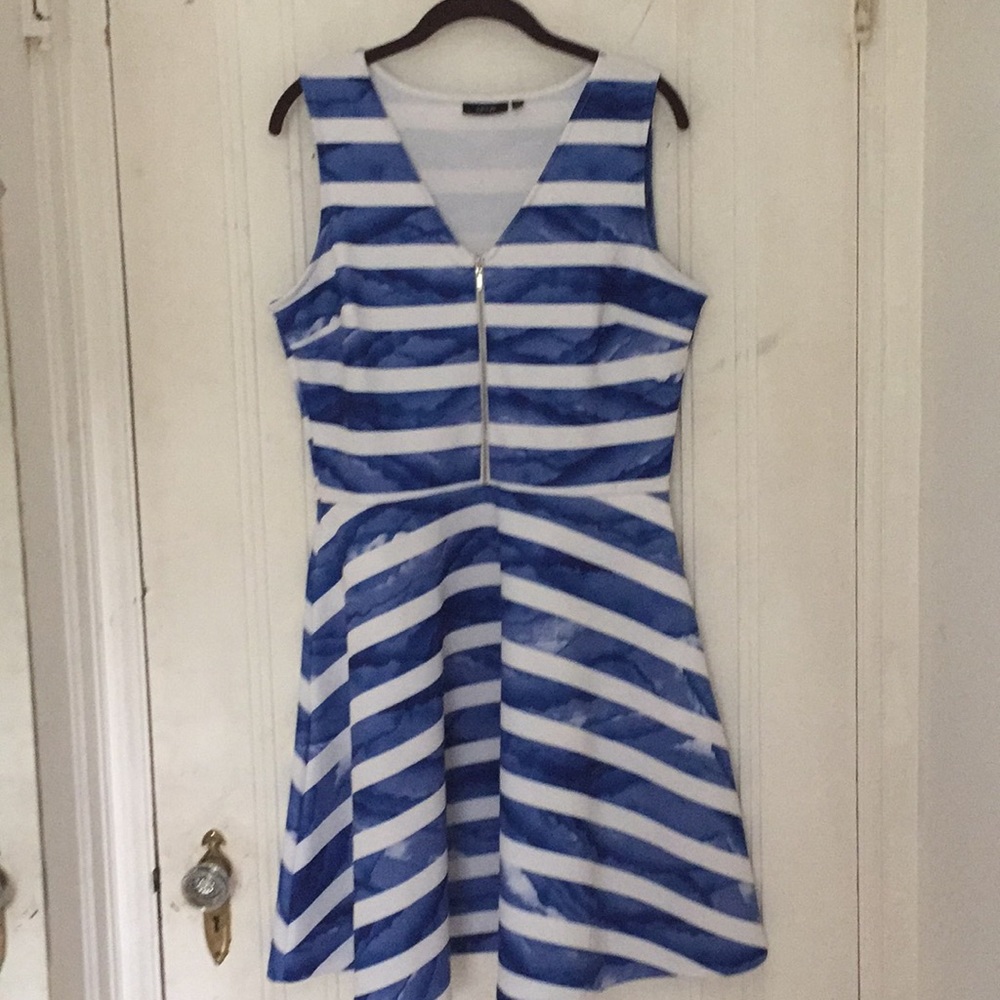 Blue & White Cloud Scuba Dress